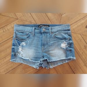 Express Lightwash Ripped Shorts